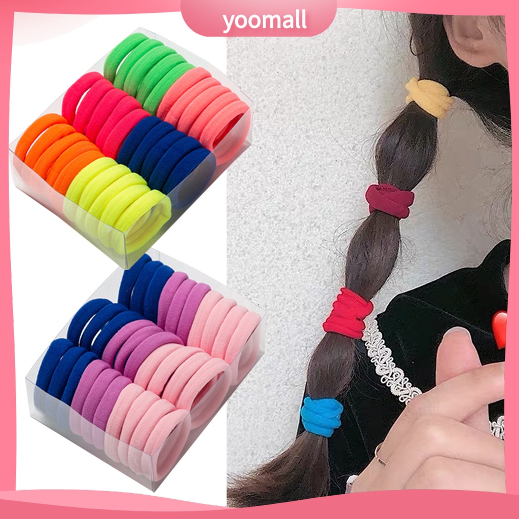 Bộ 30 Dây Cột Tóc Co Giãn Chống Rơi Thiết Kế Đơn Giản