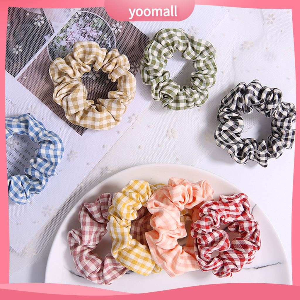 Dây Cột Tóc Vải Co Giãn Họa Tiết Kẻ Sọc Phong Cách Hàn Quốc