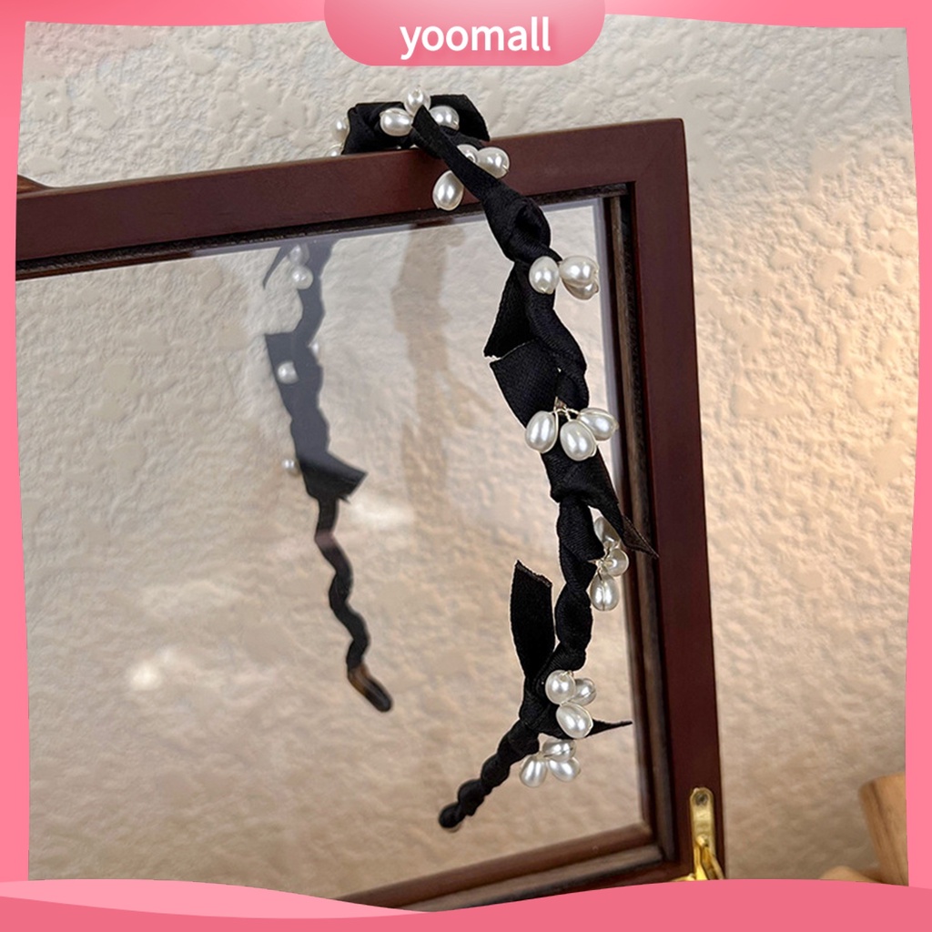 Băng Đô Cài Tóc Đính Ngọc Trai Nhân Tạo Chống Trượt Cho Nữ