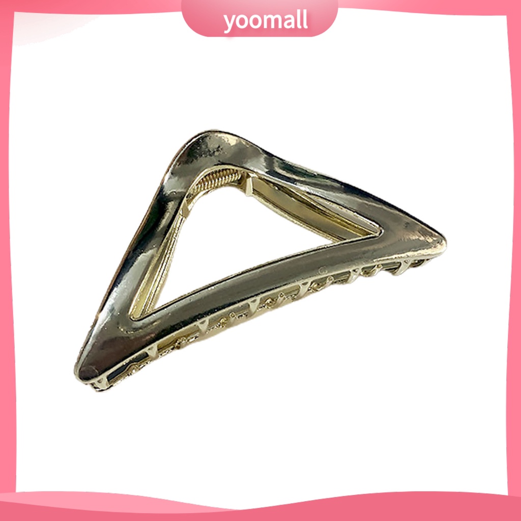Kẹp Tóc Hình Tam Giác Bằng Kim Loại Màu Trơn Có Răng Chéo