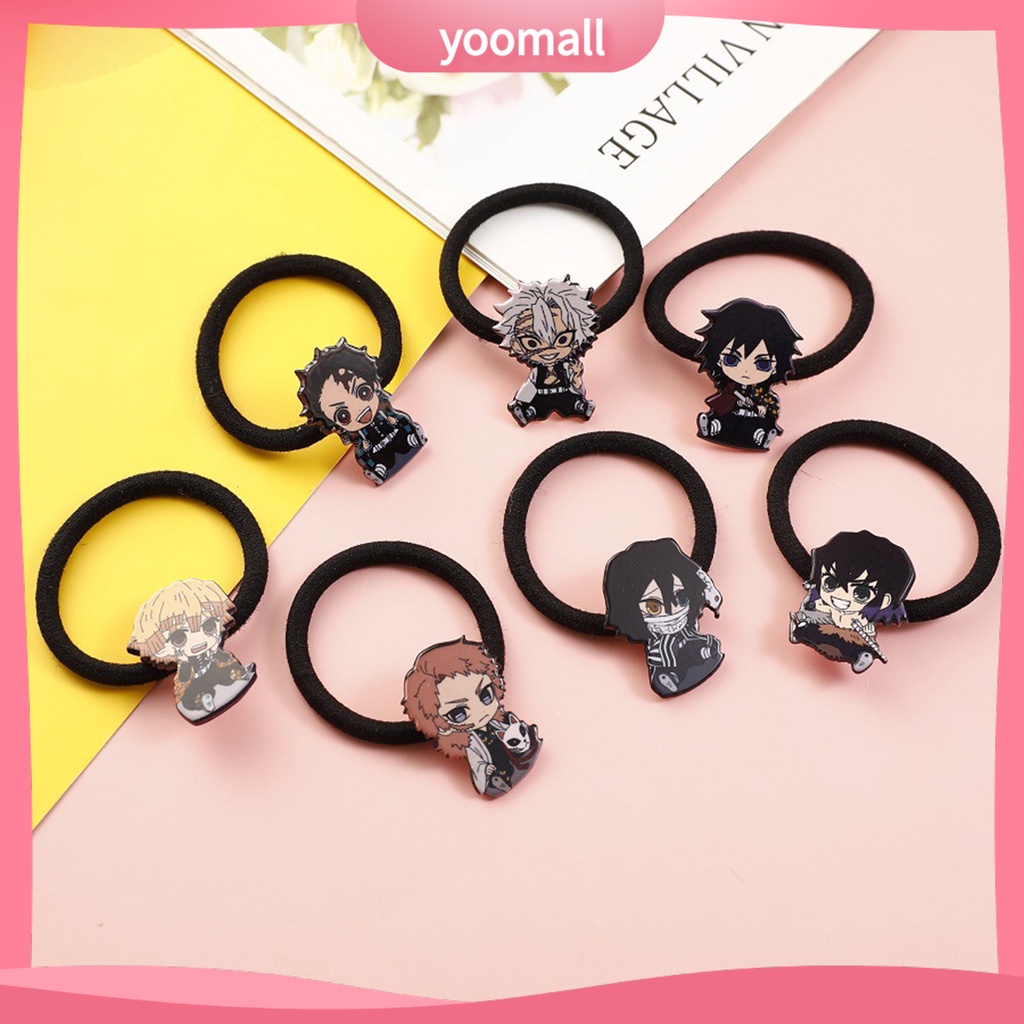 Dây Cột Tóc Vải Cotton In Hình Anime Demon Slayer Dễ Giặt Thời Trang Cho Nữ