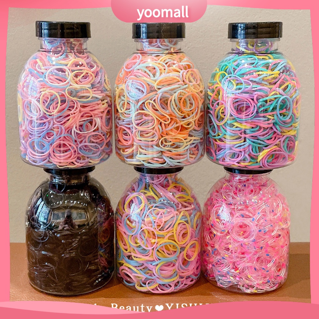 Hộp Dây Thun Buộc Tóc Nhiều Màu Sắc Co Giãn Tốt Dành Cho Bé Gái 1 Tuổi