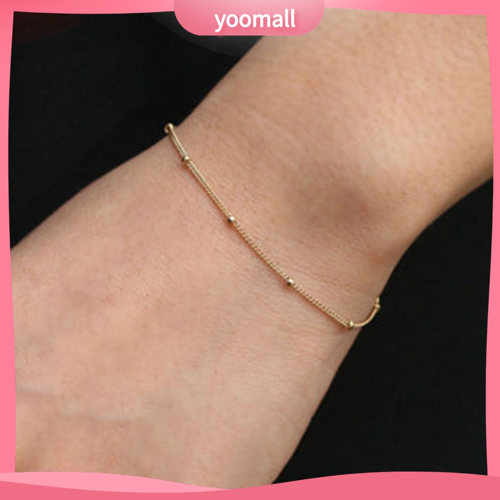 [YM] Vòng Tay Chuỗi Hạt Nhỏ Màu Trơn Chống Mài Mòn Mặc Hàng Ngày Cho Nữ