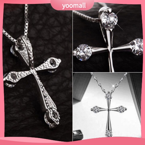 Vòng cổ Mạ Bạc Mặt Thánh Giá Đính Đá Thời Trang Dành Cho Nữ