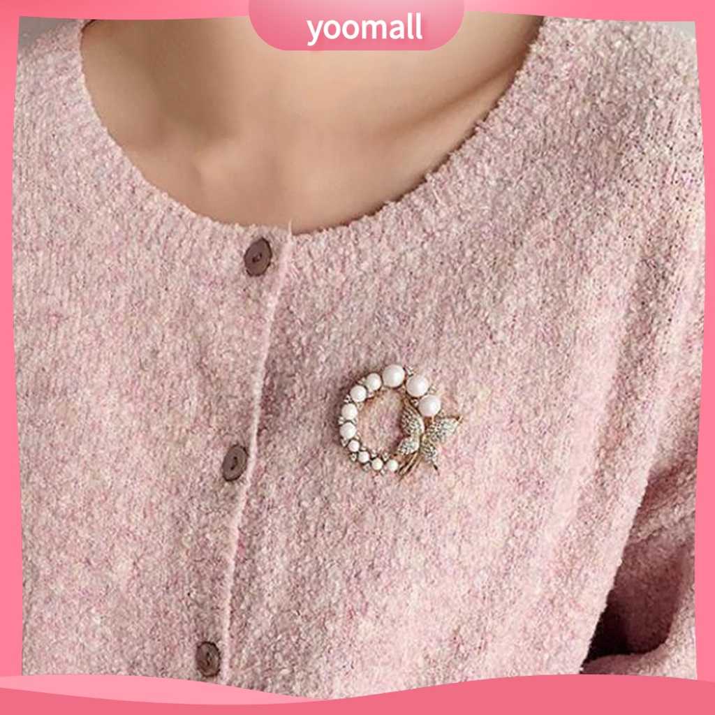 Ghim Cài Áo Hình Bướm Đính Ngọc Trai Nhân Tạo Thời Trang