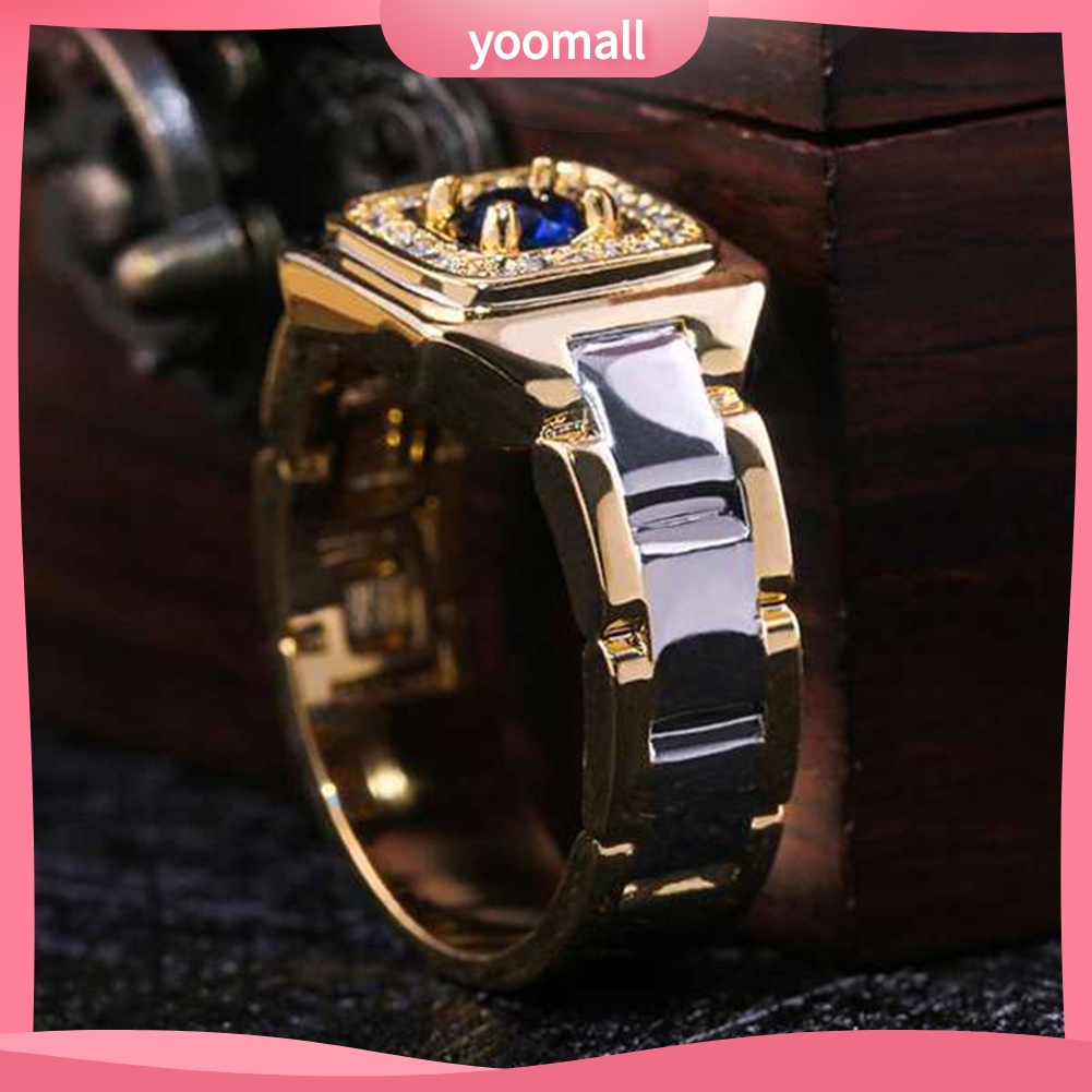 Nhẫn Đính Đá Sapphire Nhân Tạo Kiểu Dáng Sang Trọng Cho Nam