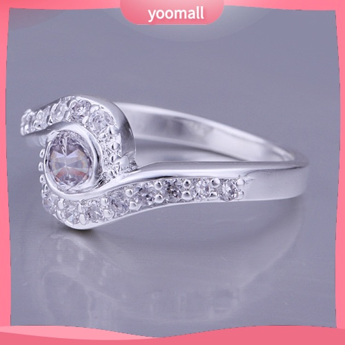 Nhẫn Mạ Bạc Hình Hoa Hướng Dương Đính Đá Zircon Sang Trọng