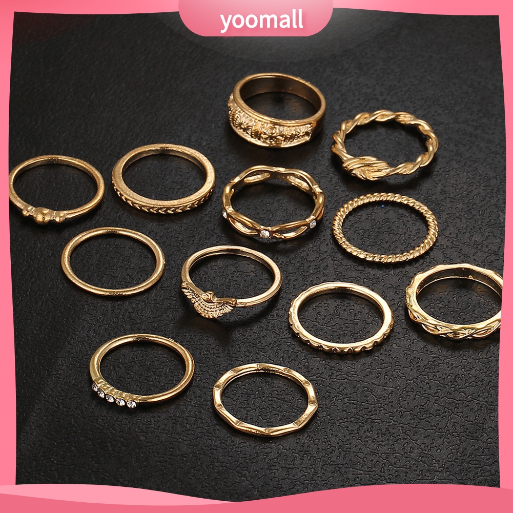 Set 12 Nhẫn Đeo Khớp Ngón Tay Phong Cách Retro