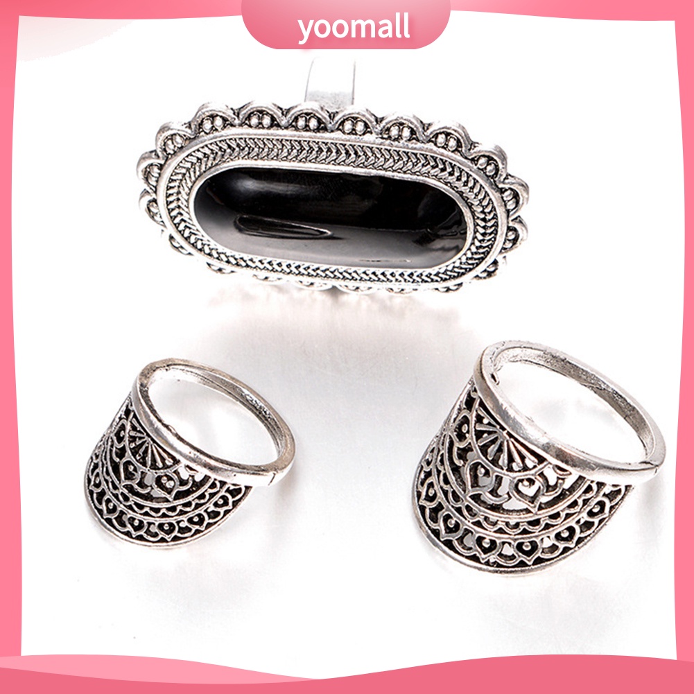 Bộ 3 Nhẫn Đính Đá Phong Cách Vintage Thời Trang Dành Cho Nữ