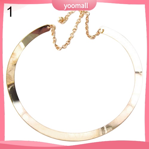 [YM] Vòng Cổ Choker Kim Loại Mỏng Mặt Gương Sáng Bóng Mạ Vàng Bạc Trang Sức Vòng Tròn Cho Nữ
