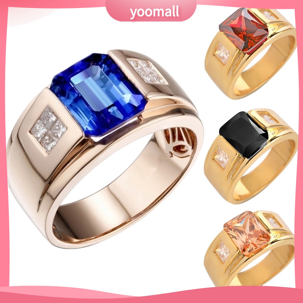 Nhẫn Mặt Vuông Đính Đá Thời Trang Dành Cho Nam