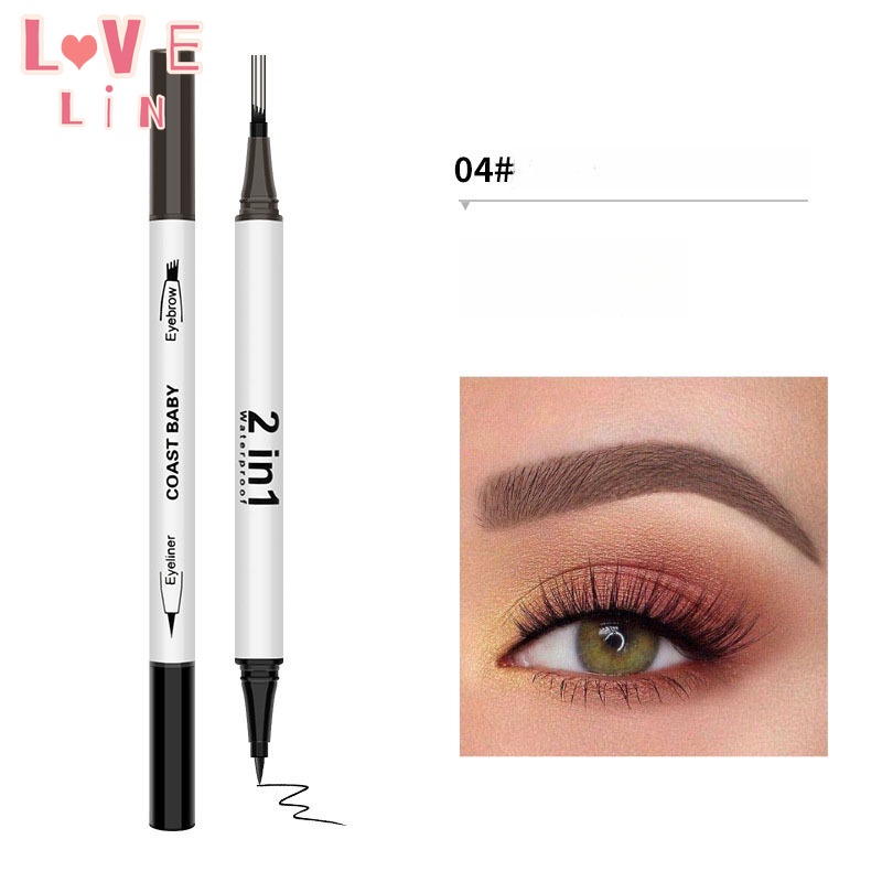 Bút Kẻ Lông Mày Kiêm Bút Kẻ Mắt Dạng Lỏng Hai Đầu Màu Đen Kháng Nước Và Không Nhòe Bobeni