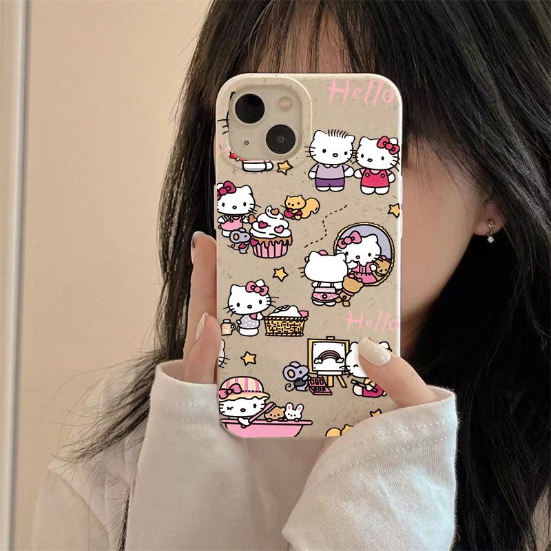 Ốp Điện Thoại Dẻo Họa Tiết Hoạt Hình Hello Kitty Dễ Thương Chống Sốc Cho iPhone12 8plus max11 7 1314pro