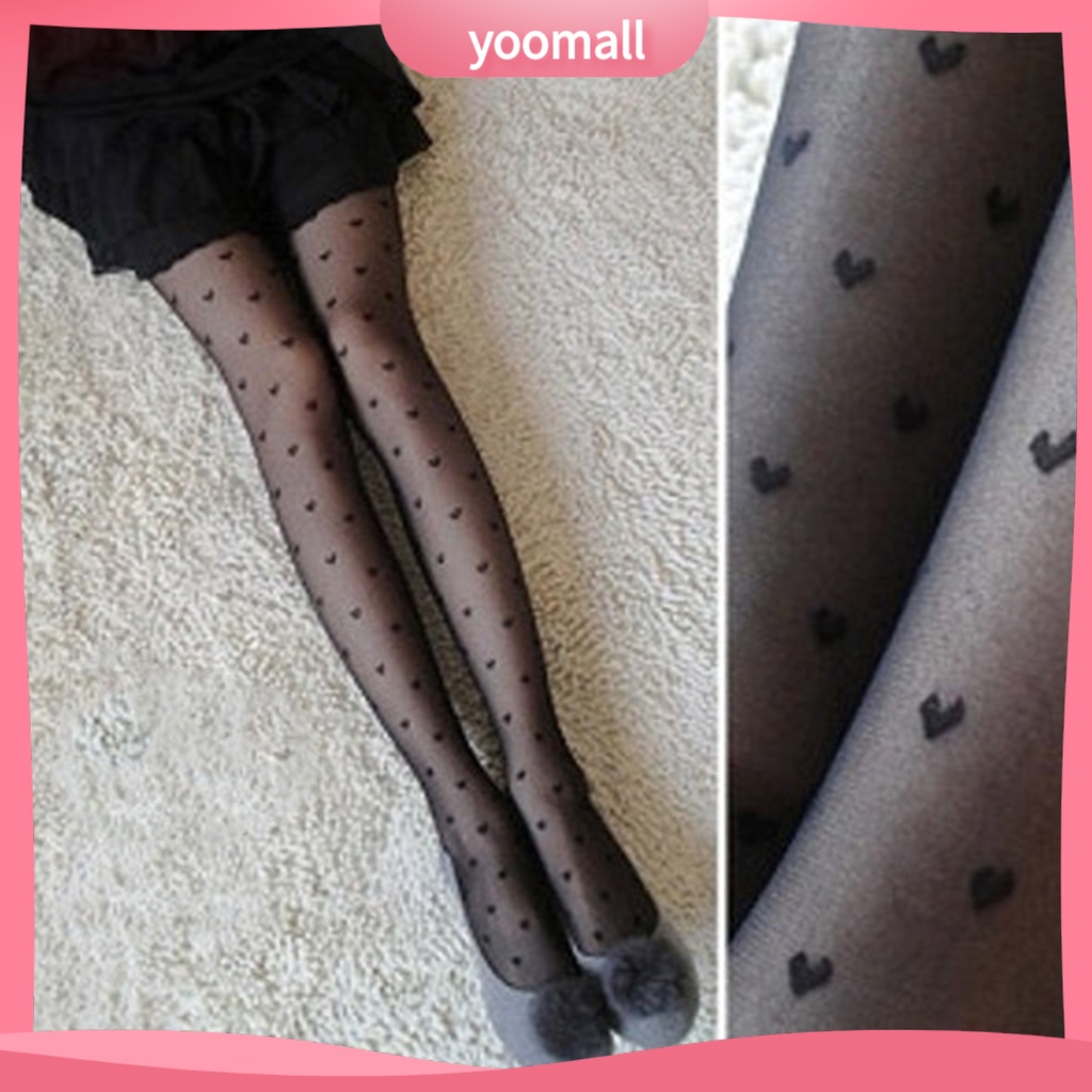 [YM] Quần Tất Jacquard Họa Tiết Trái Tim Phong Cách Jacquard Thời Trang Nữ