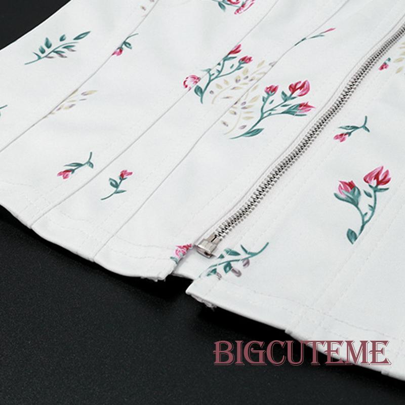 Áo Ống Có Khóa Kéo In Hoa Hở Vai Thời Trang Mùa Hè Dành Cho Nữ