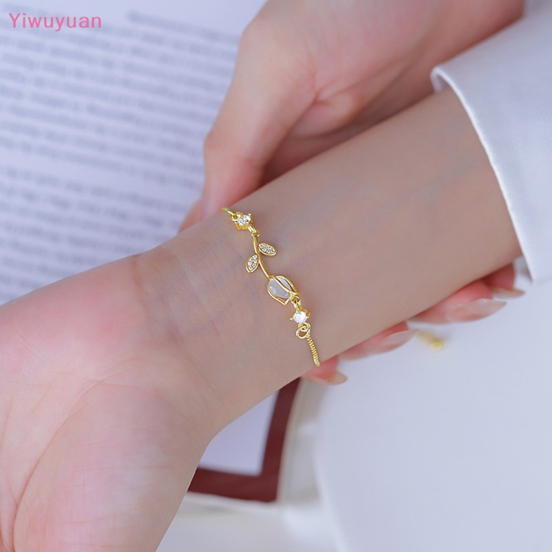 < Yiwuyuan > Vòng Tay Chuỗi Hạt Màu Vàng Hình Hoa Tulip Đơn Giản Thời Trang Cho Nữ