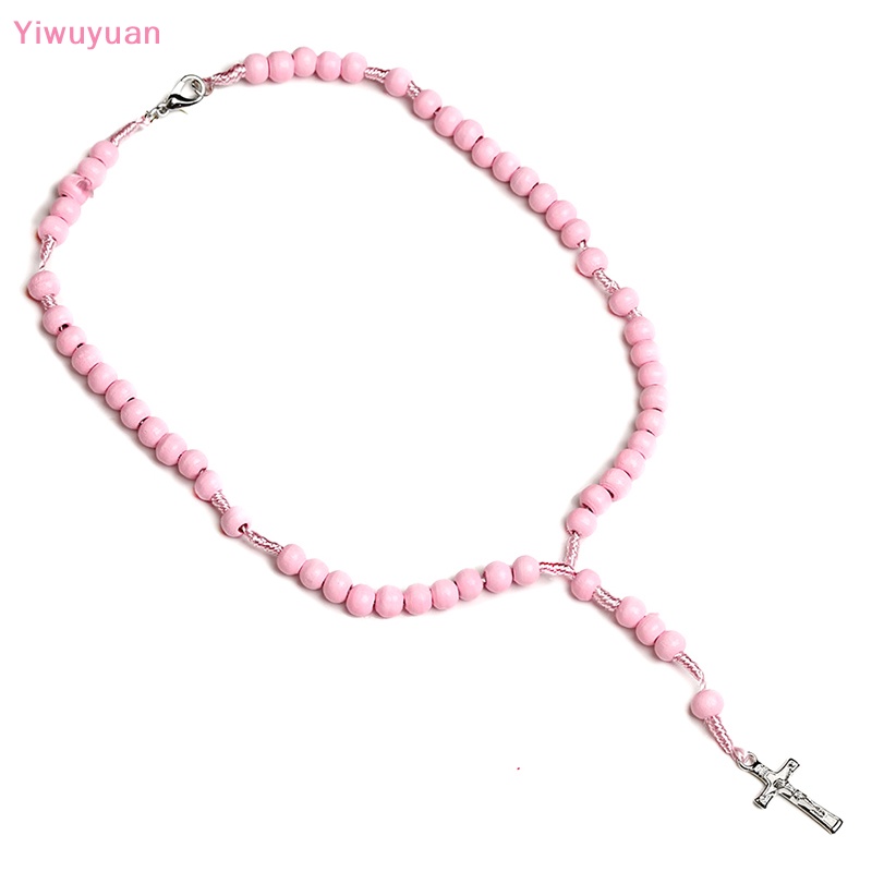 < Yiwuyuan > Vòng Cổ Mặt Thánh Giá Bằng Rosary Thiên Nhiên Mới