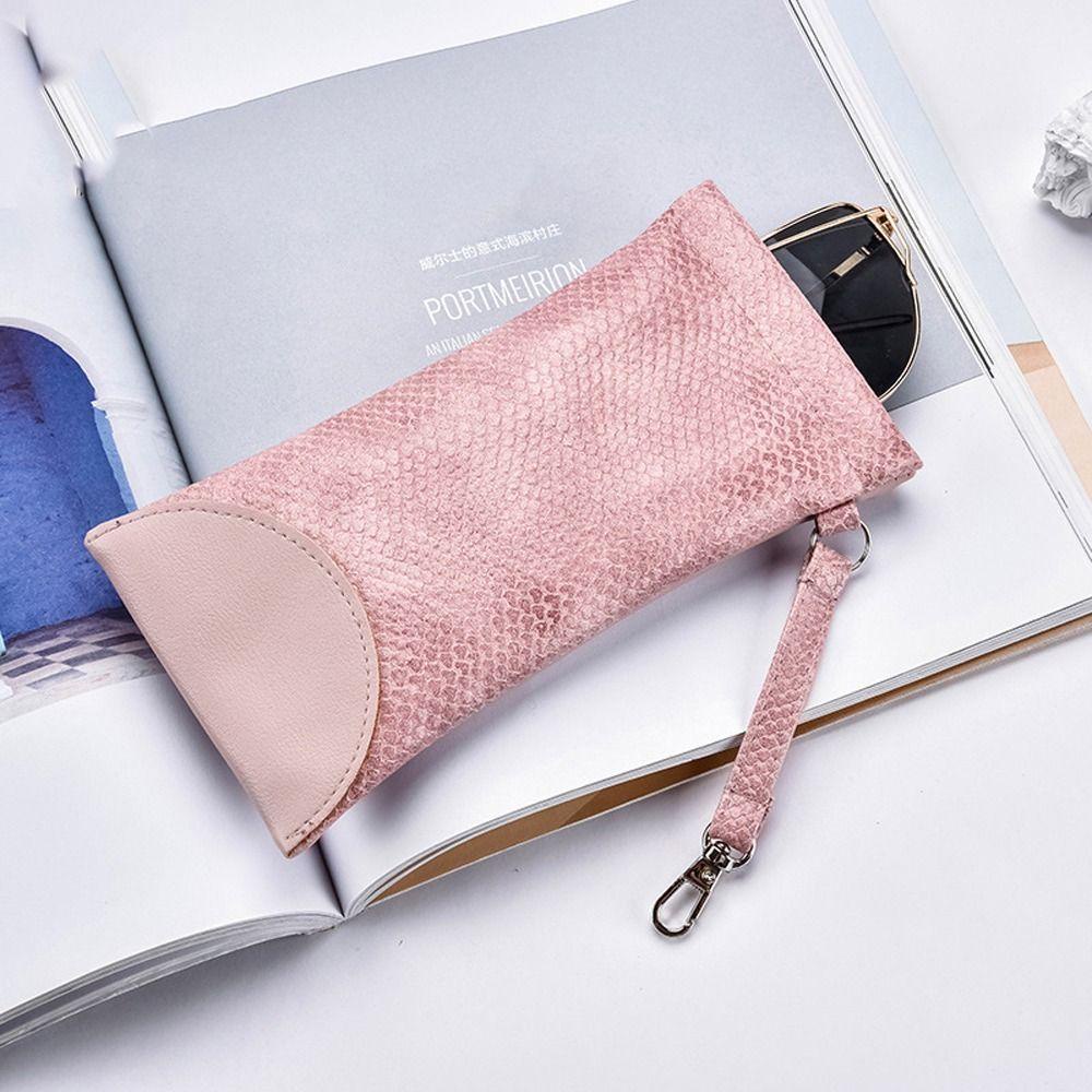 Túi Đựng Mắt Kính Bằng Da PU Mềm Tự Động Đóng Chống Nước Kích Thước Nhỏ Có Dây Đeo Trang Sức