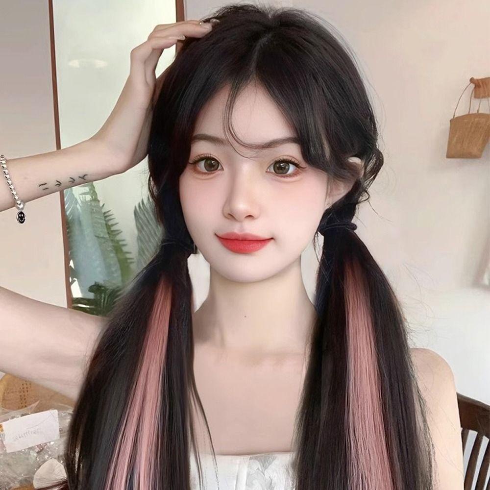 Bộ Tóc Giả Dài Thẳng Tự Nhiên Cách Nhiệt Dễ Thương Cho Nữ