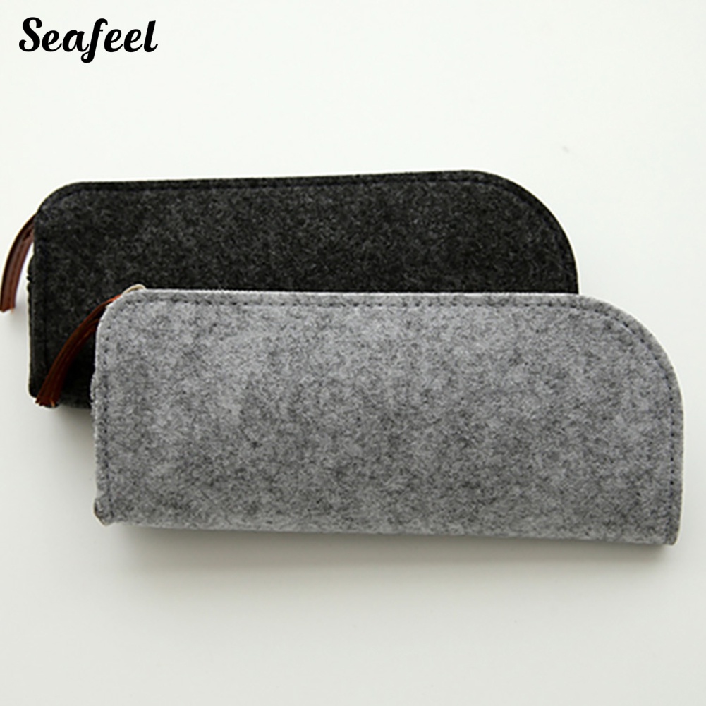 Túi Đựng Bút / Mỹ Phẩm Bằng Vải Nỉ Có Khóa Kéo Đơn Giản Xinh Xắn