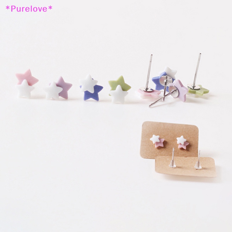 1 Đôi Bông Tai Hình Hoa Hướng Dương / Ngôi Sao / Trái Tim Bằng Sứ Nhiều Màu Thời Trang Cho Nữ Mới