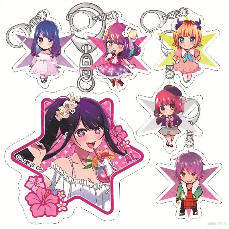 Yelan Oshi no Ko Móc Chìa Khóa Bằng Acrylic Mặt Hoạt Hình Hoshino Ai Ruby Aquamarine Arima Kana Mem-Cho