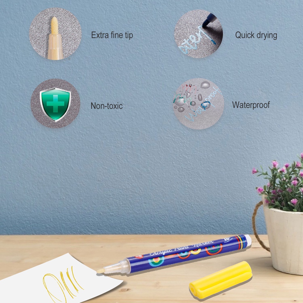 1 Bộ Bút Lông Vẽ Tranh Acrylic Nhanh Khô Chống Thấm Nước Dành Cho Trẻ Em