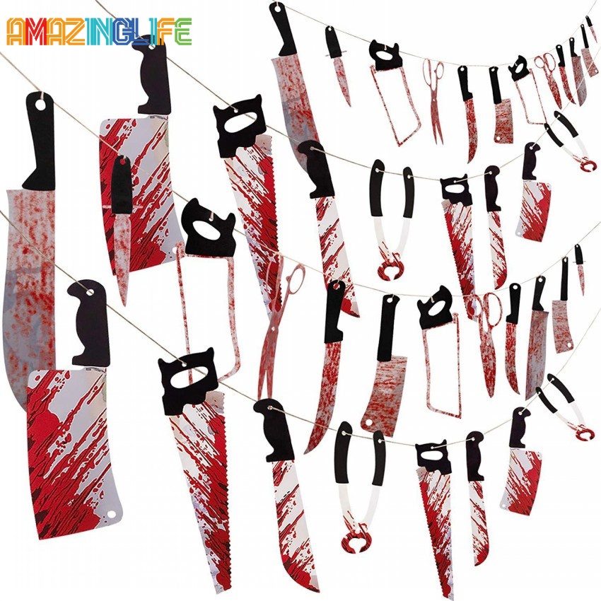 1 Set Băng Rôn Kinh Dị Treo Trang Trí Tiệc Halloween