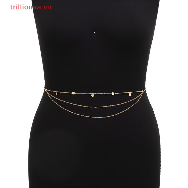 Dây Đeo Hông Nhiều Lớp Đính Kim Sa Phong Cách Boho Thời Trang Cho Nữ