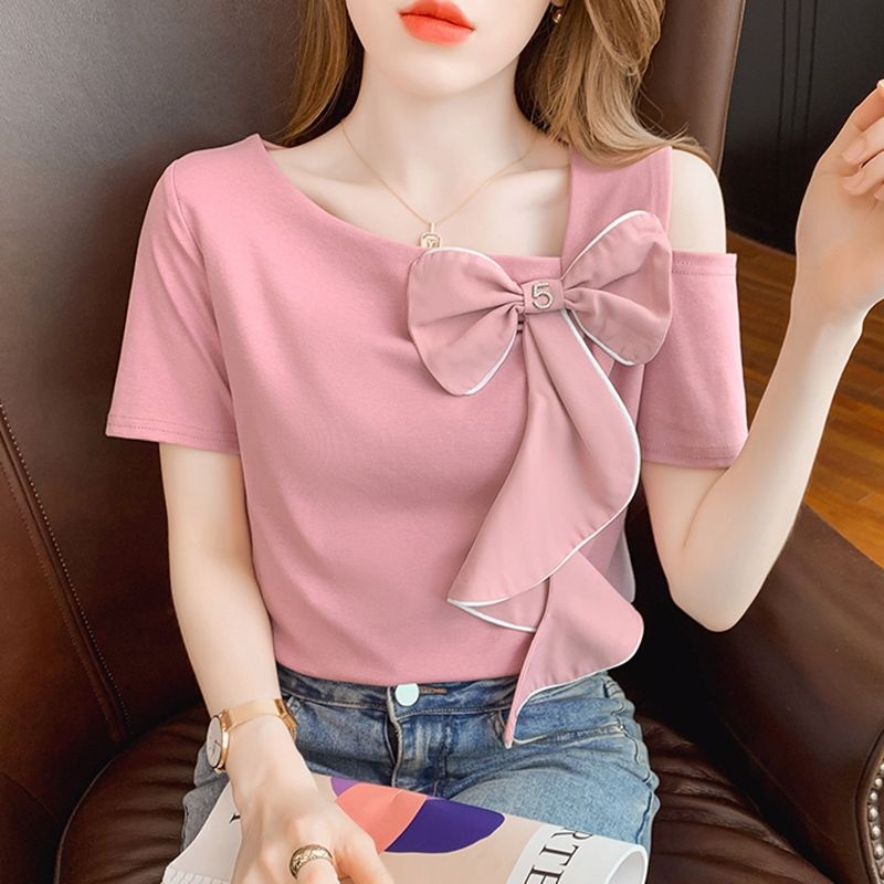 Áo Thun Tay Ngắn Mùa Hè 2023 Thiết Kế Hở Vai Phong Cách Niche Desire Phong Cách Mới Quyến Rũ Cho Nữ