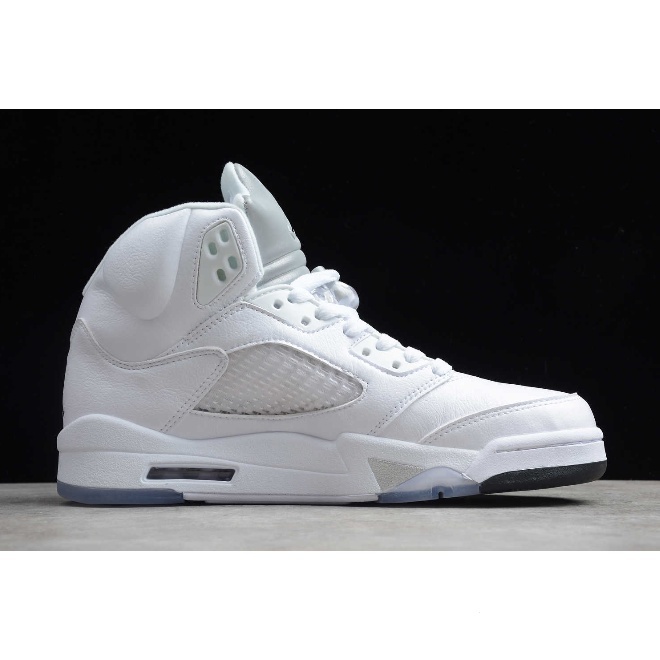 Giày Thể Thao Air Jordan 5 Màu Trắng Ánh Kim Phong Cách Retro 136027- 130 Giày Chạy Bộ 2015 6CEI