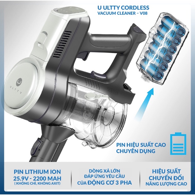 Máy Hút Bụi Lau Nhà Tự Động ULTTY V08 / SCW18, Nhập Đức, BH 24 Tháng, Mayphacaphe