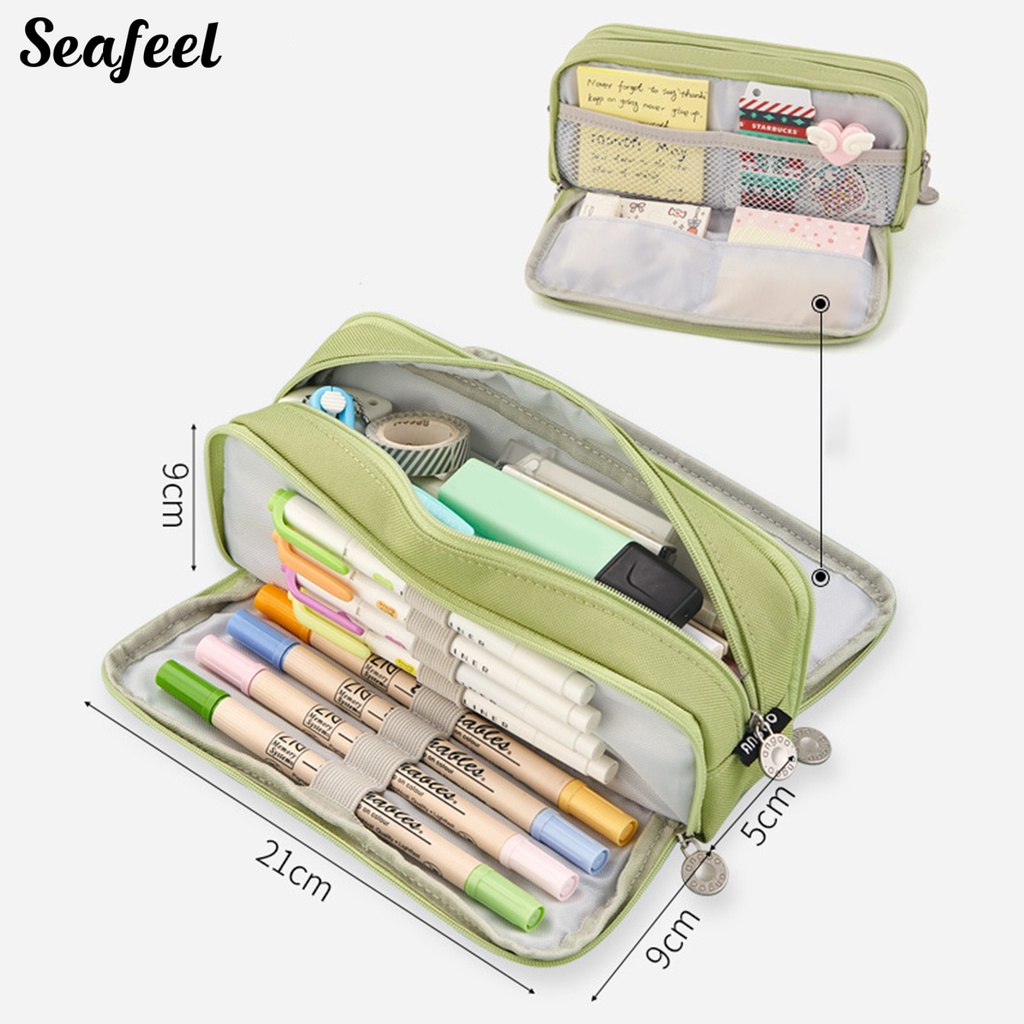 Túi Đựng Bút Màu Trơn Đa Năng Sức Chứa Lớn Tiện Dụng Cho Trường Học
