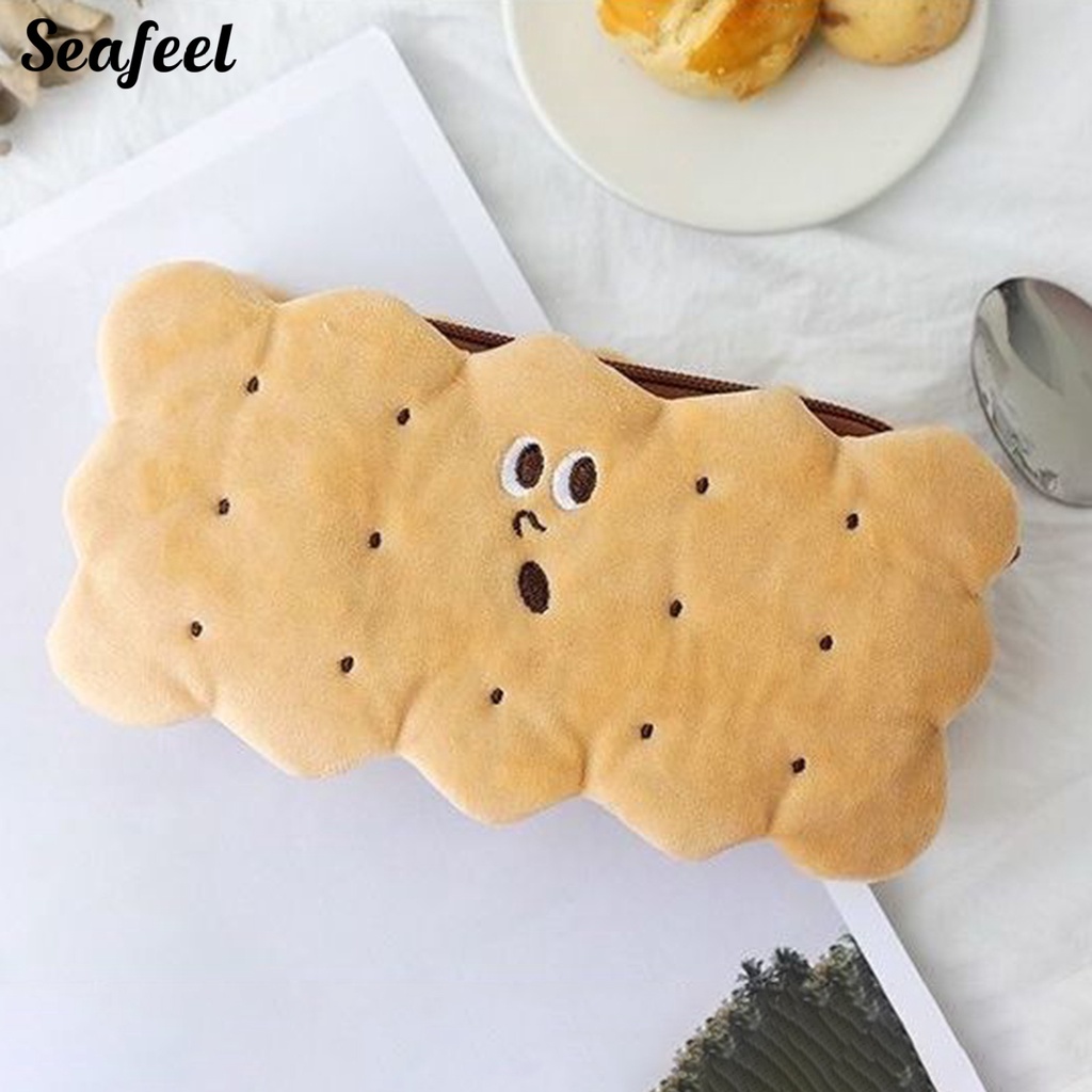 Túi Đựng Bút Hình Bánh Quy Bằng Lông Nhung Dễ Thương Xinh Xắn