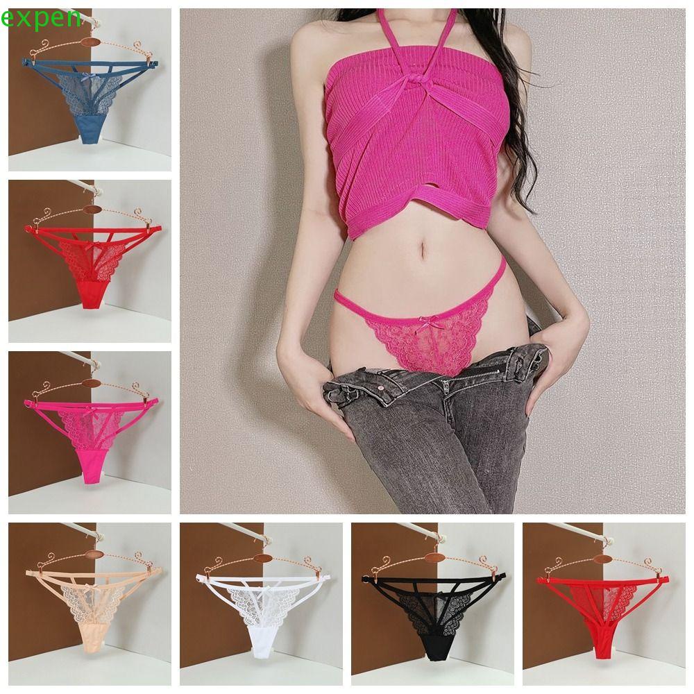 Quần Lót Ren Mỏng Lưng Thấp Đính Nơ Quyến Rũ Cho Nữ