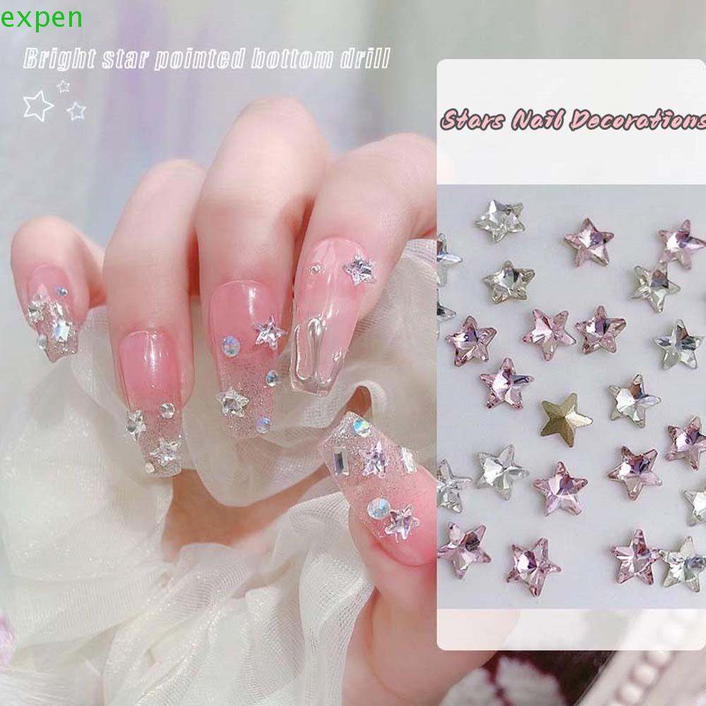 EXPEN Phụ Kiện Đá Đính Trang Trí Móng Tay Hình Ngôi Sao Năm Cánh Thời Trang