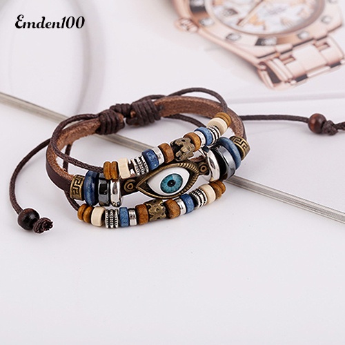 Vòng Tay Dây Da Mặt Hình Con Mắt Cho Nam Và Nữ