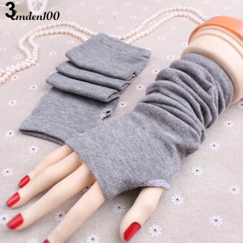 Găng Tay Len Dài Hở Ngón Ấm Áp Thời Trang Cho Nữ