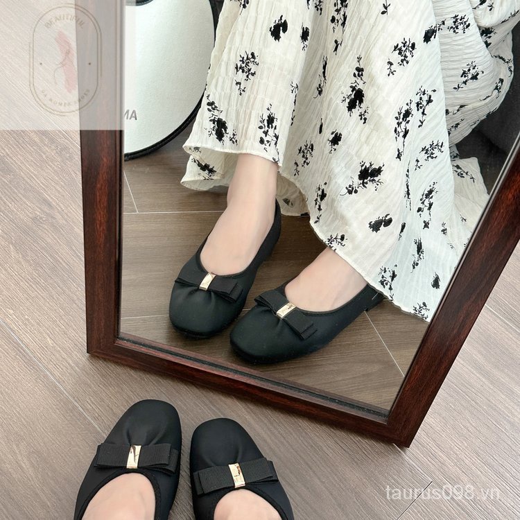 Giày Da PU Đế Bằng Mũi Tròn Phong Cách Thời Trang Mới 2023 Dành Cho Nữ