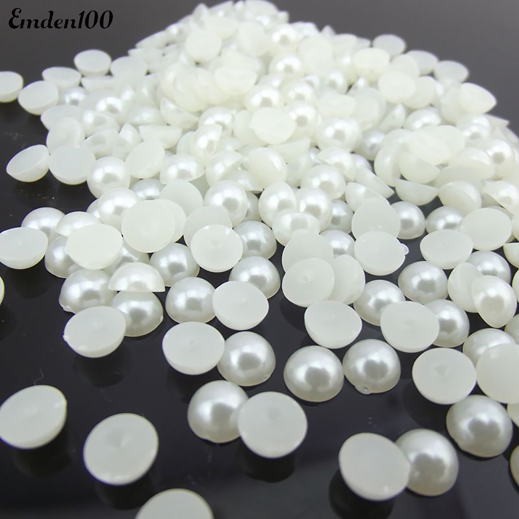 Set 200 Hạt Ngọc Trai Giả 6mm Trang Trí Móng Tay Lưng Phẳng