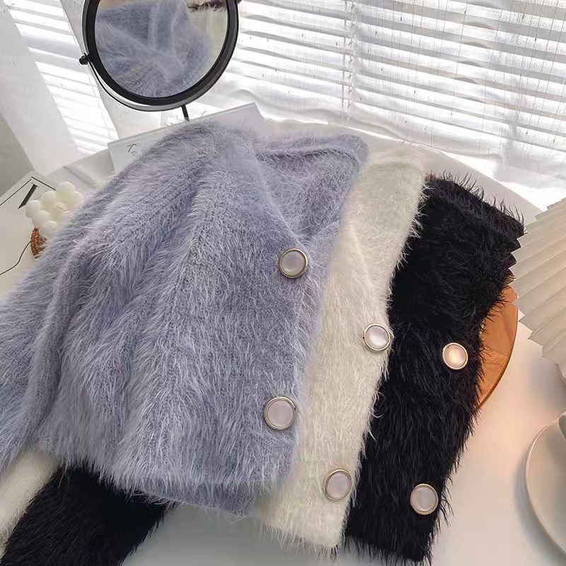 Áo Khoác Cardigan Cổ Chữ V Dáng Rộng Thiết Kế Mới Thời Trang Mùa Thu Theo Phong Cách Hàn Quốc Cho