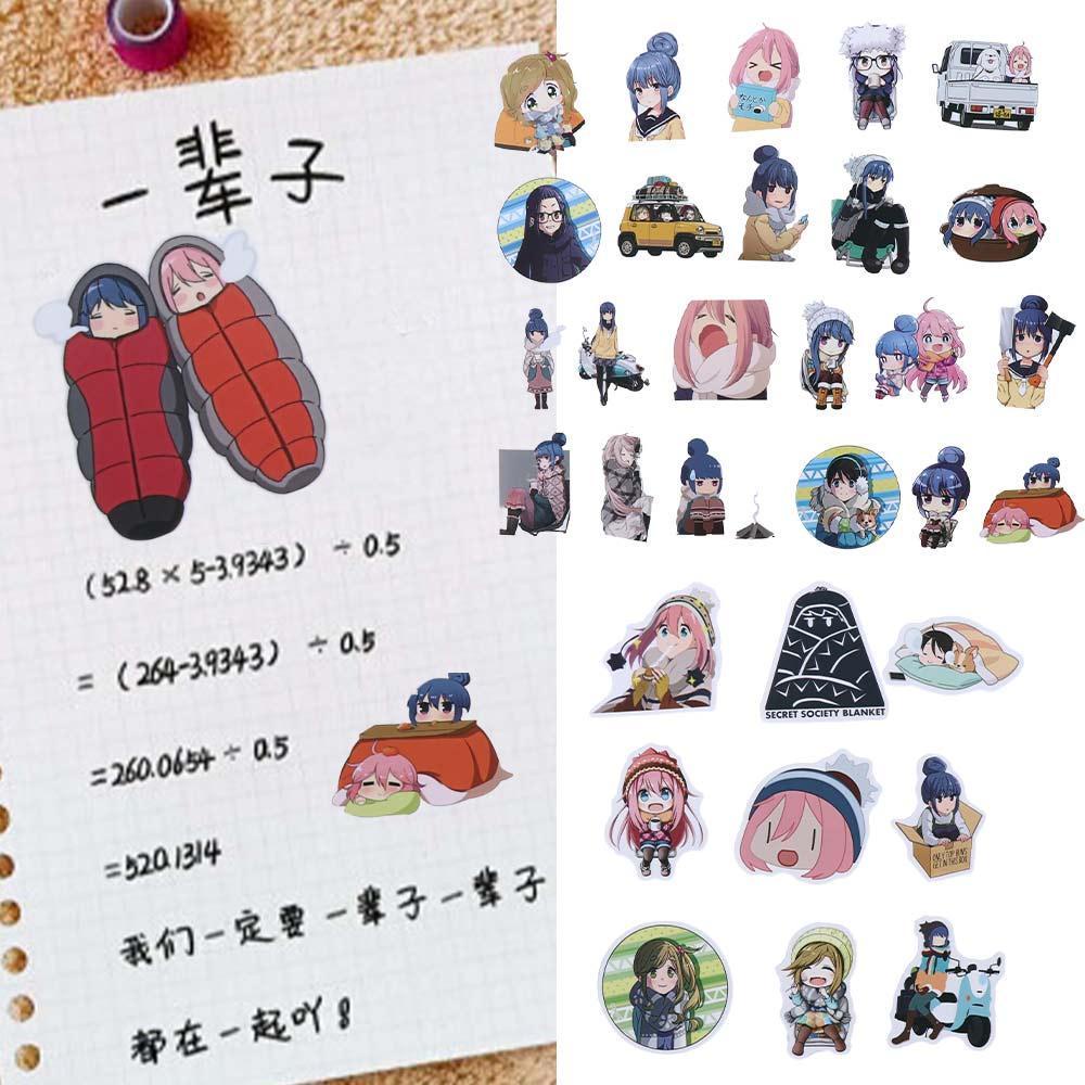 Rebuy1 yuru camp dễ thương không thấm nước sáng tạo dán trang trí văn phòng phẩm sticker hành lý sticker điện thoại di động trang trí ván trượt sticker graffiti stickers
