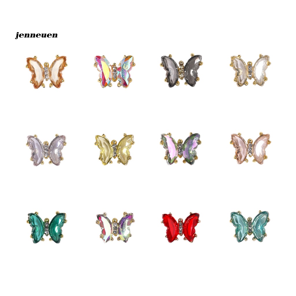 Set 10 Bươm Bướm Nhiều Màu Sắc Lấp Lánh Dùng Trang Trí Móng Tay
