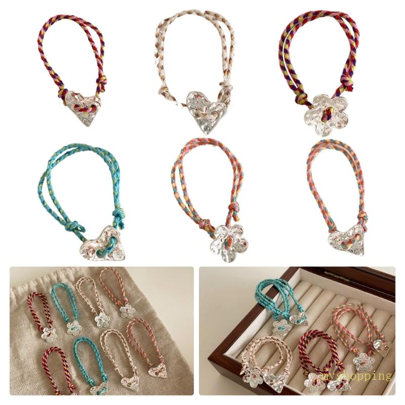 Vòng Tay Dây Bện Mặt Hình Hoa / Trái Tim Phong Cách Bohemia Thời Trang Cho Nữ