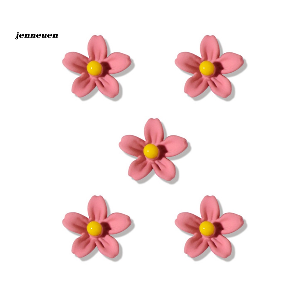 Bộ 5 Phụ Kiện Trang Trí Móng Tay Hình Hoa 3D Bằng Hợp Kim Dành Cho Nữ