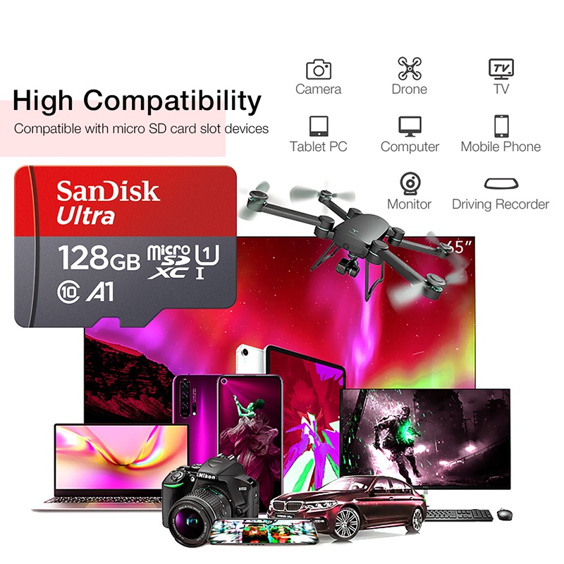 Thẻ nhớ sandisk 1tb 512gb 256gb 128gb 64gb 98mb / s class10 32gb thẻ nhớ flash thẻ nhớ microsd sd cho điện thoại