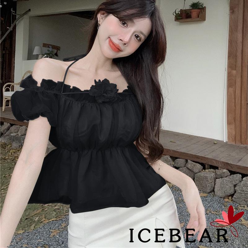 Áo Croptop Trễ Vai Ngắn Tay In Hoa Thời Trang Mùa Hè Cho Nữ