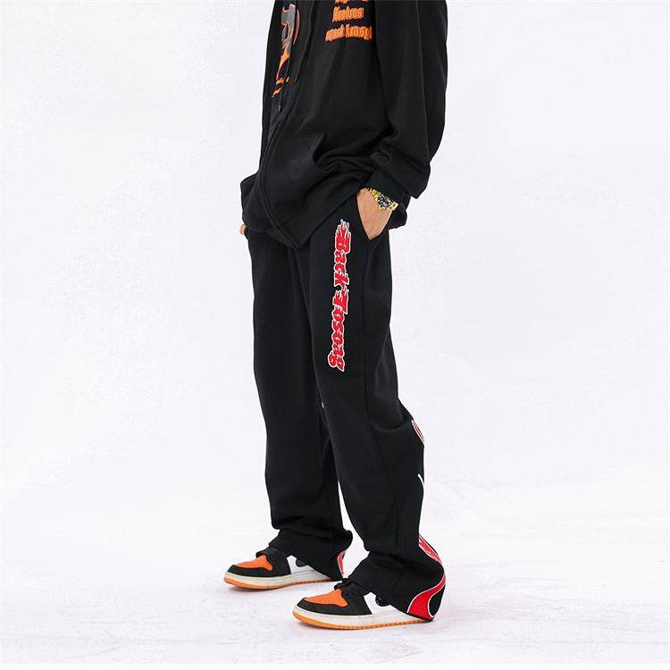 National Fashion American Retro Flame Loose Straight Casual Pants in Street Fashion Brand Hip Hop Fried Street Sweatpants TWlM