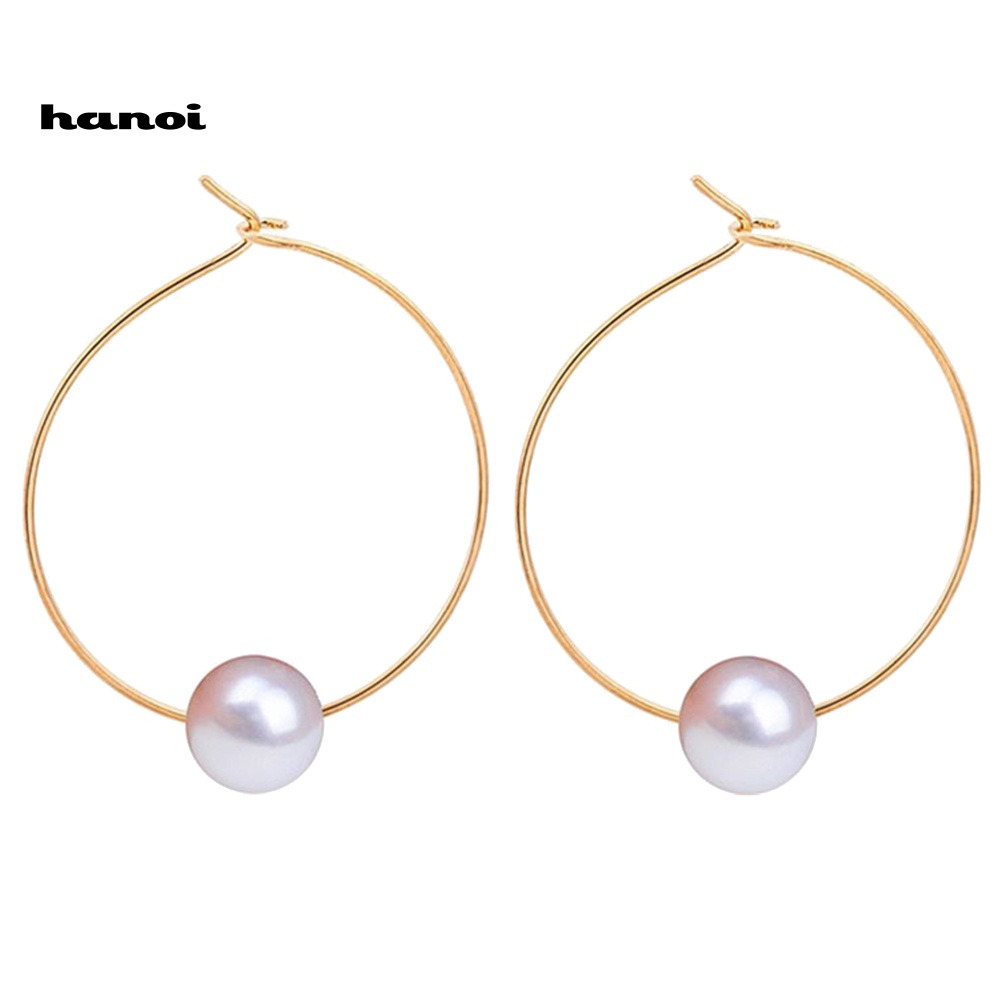 Bông Tai Tròn Đính Ngọc Trai Giả Thời Trang Cho Nữ