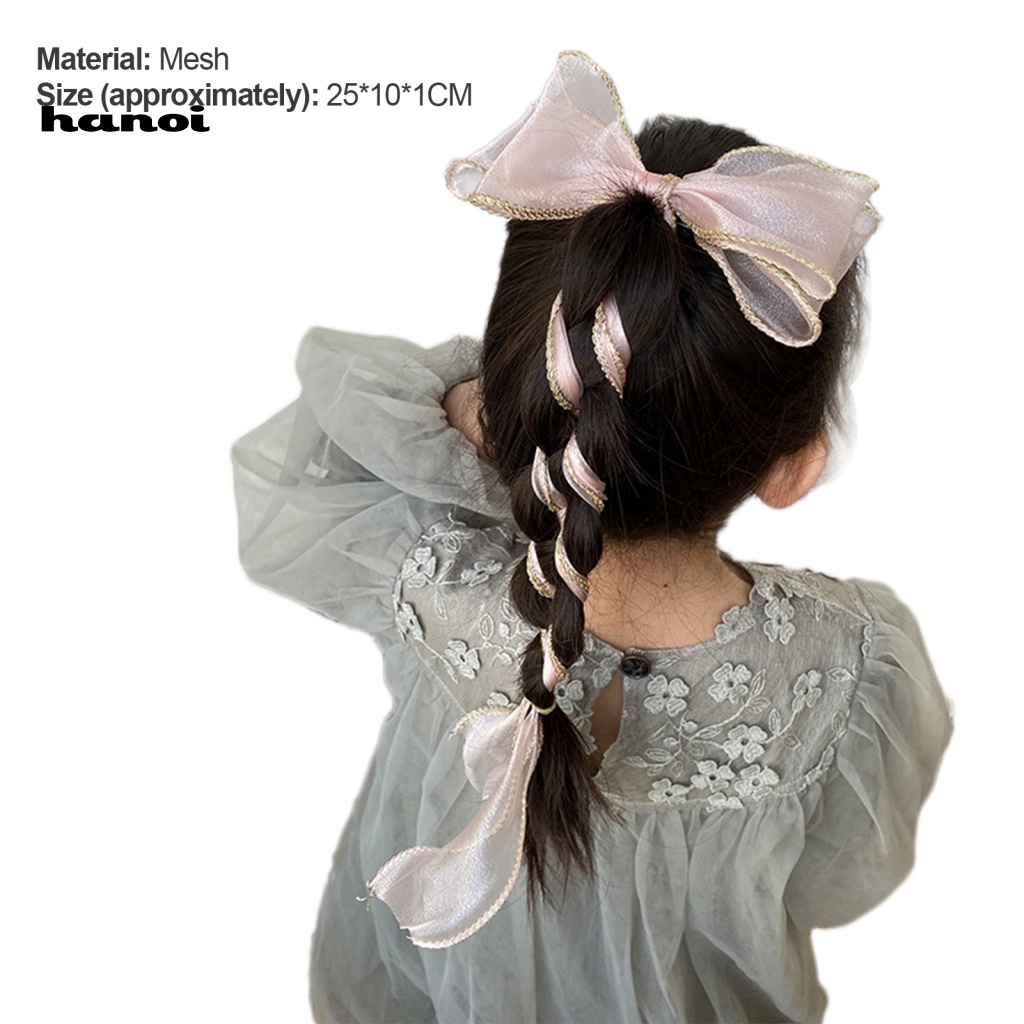 Kẹp Tóc Đính Nơ Ruy Băng Dài Phong Cách Hàn Quốc Cho Nữ